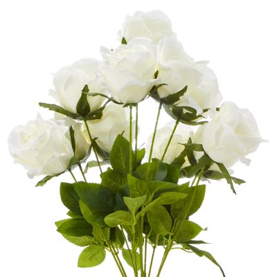 Artificial Rose Bouquet-(WH) White